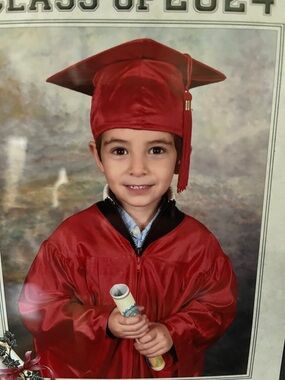 Red Kids Graduation Gown and Cap Set - preschool elementary size